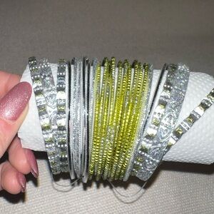 Silver and Green Bangle set